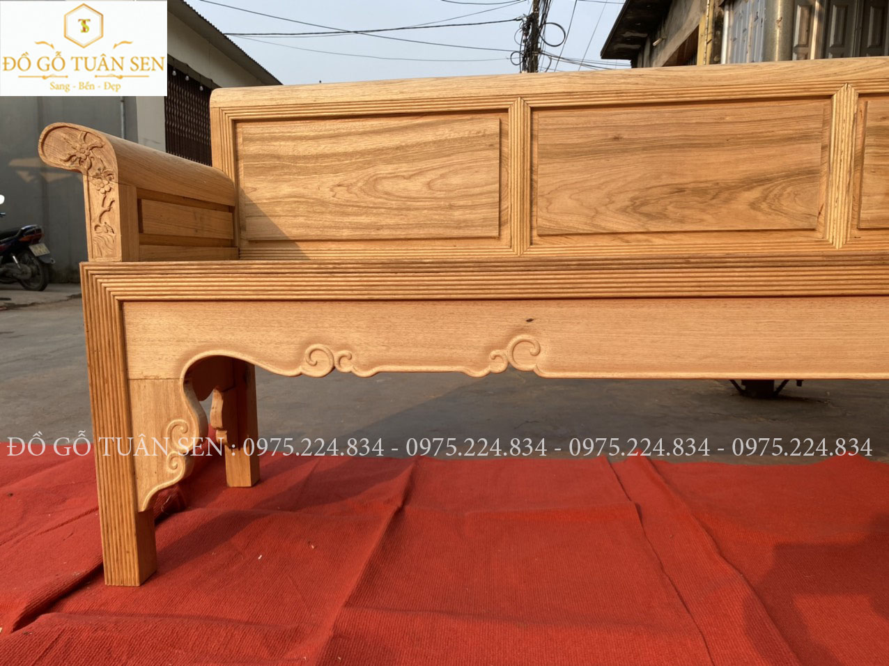 Thông tin kích thước bộ trường kỷ trơn gỗ gụ T23 